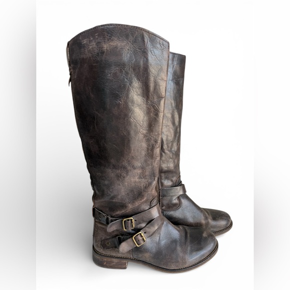 hinge Shoes - Hinge Distressed Devin Riding Boot Chocolate Brown Country Boho Cottagecore 9.5